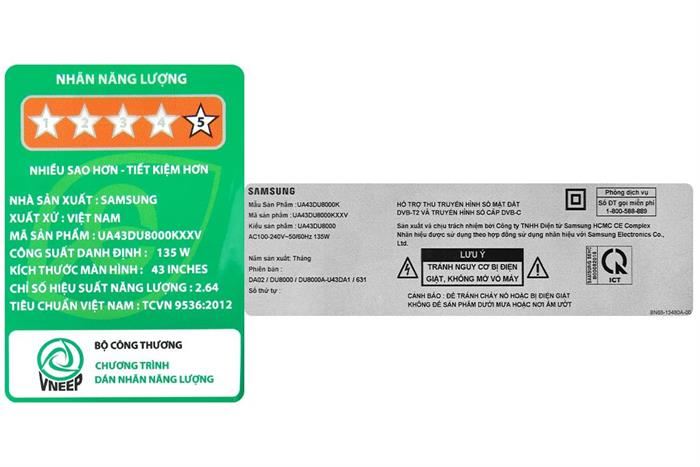Smart Tivi Samsung 4K 43 Inch UA43DU8000